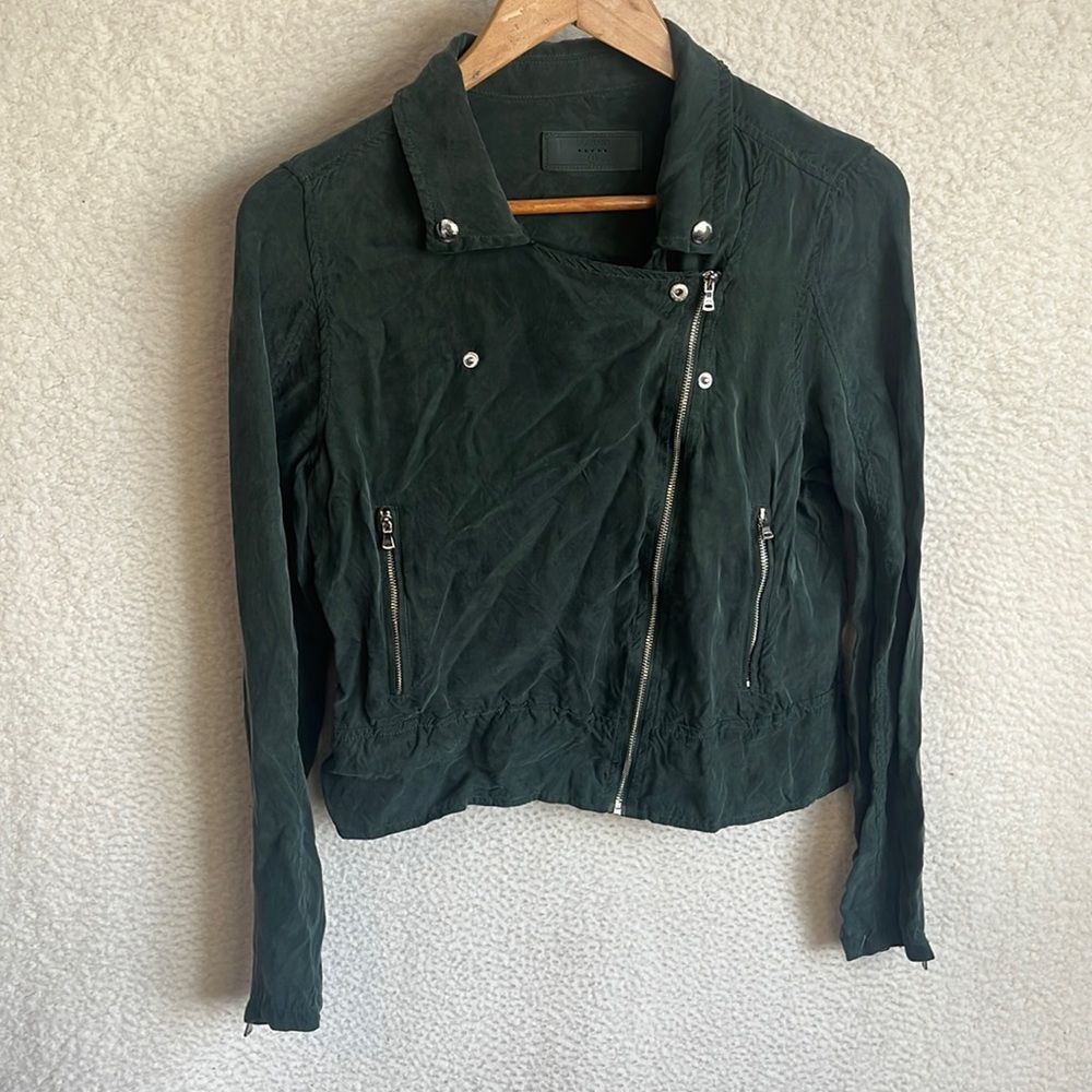 Blank NYC Jacket Womens Small Green Asymmetric Zip